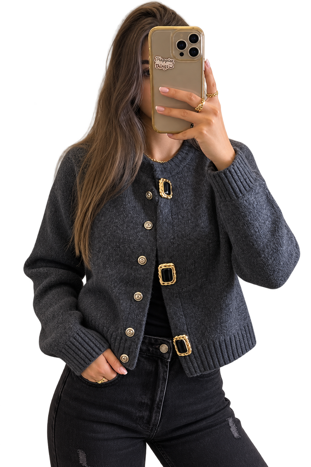 Charcoal Gold Cardigan