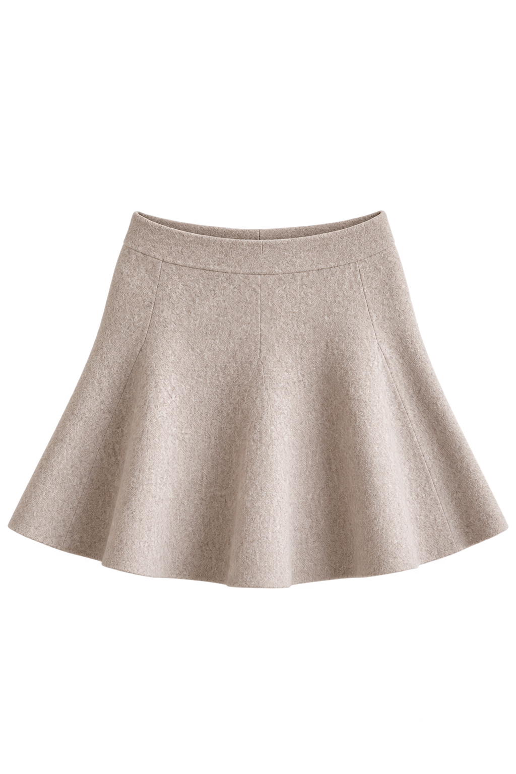 Beige Knit Flared Skirt