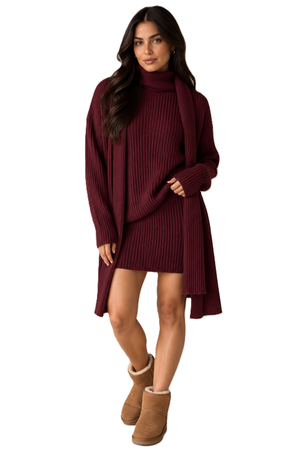 Burgundy 4-Piece Knit Set