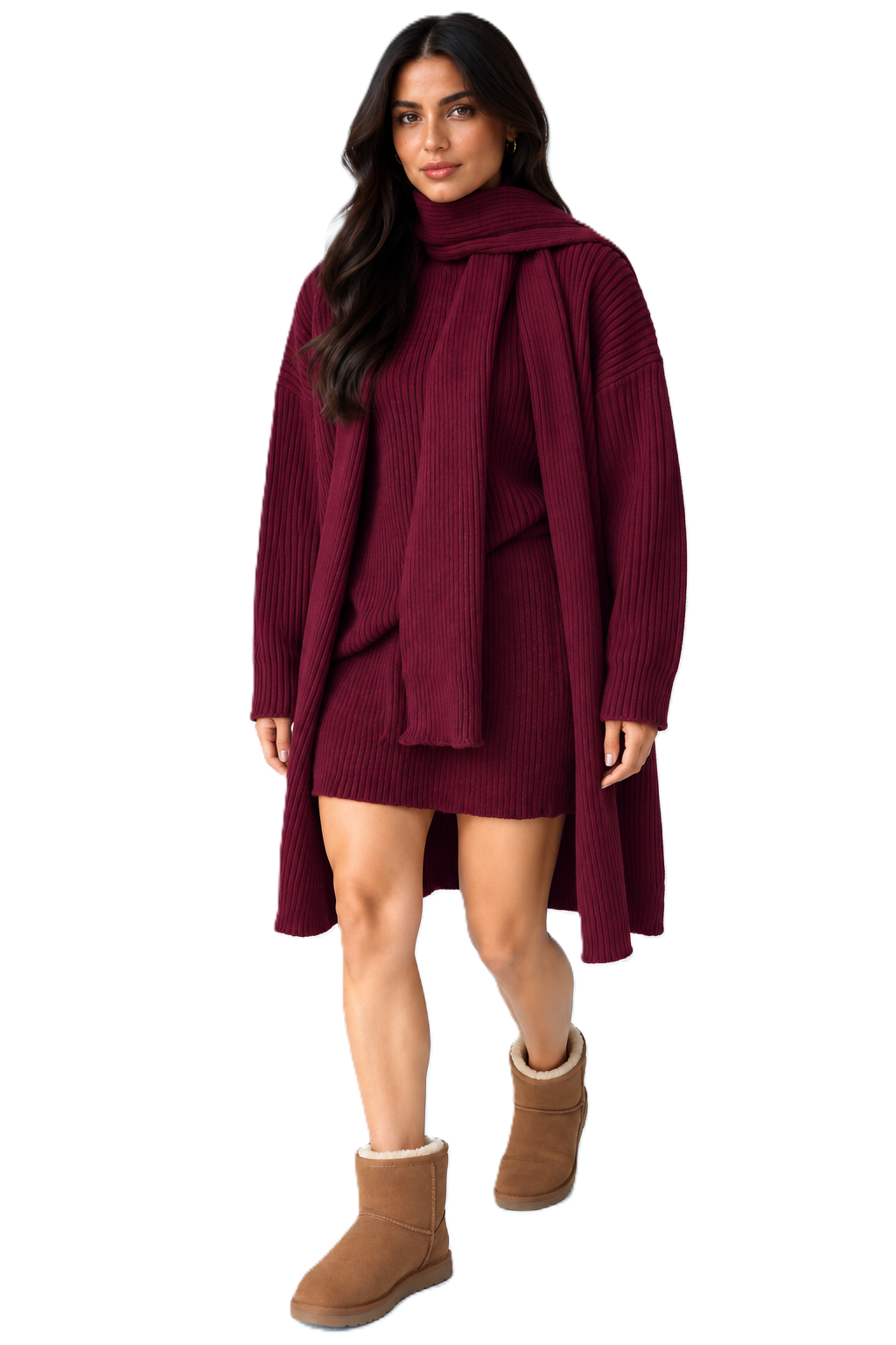 Burgundy 4-Piece Knit Set