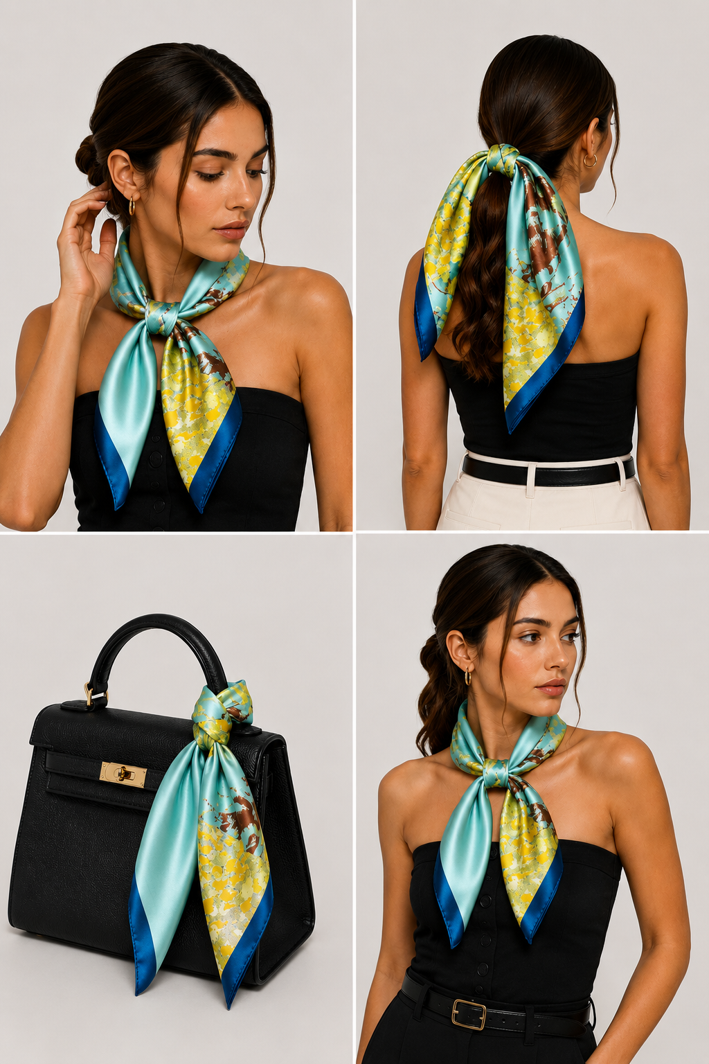 Aqua Bloom Silk Scarf