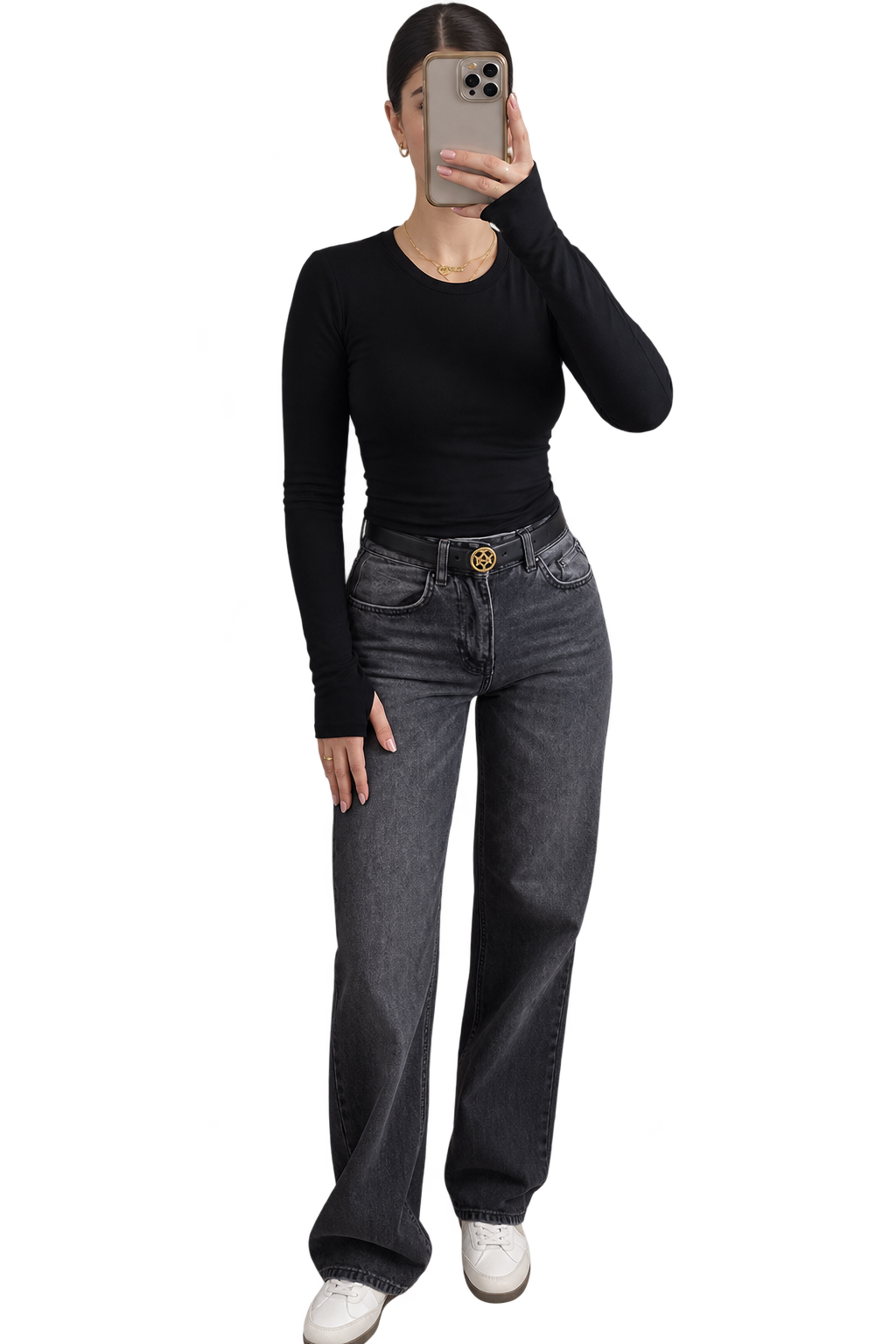 Black Fitted Long Sleeve Top