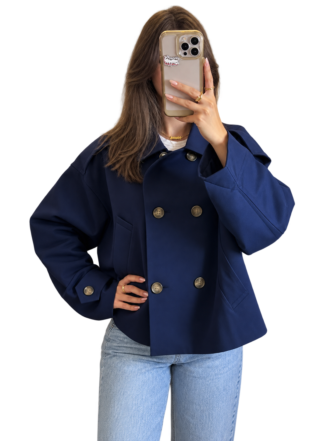 Navy Cropped Jacket