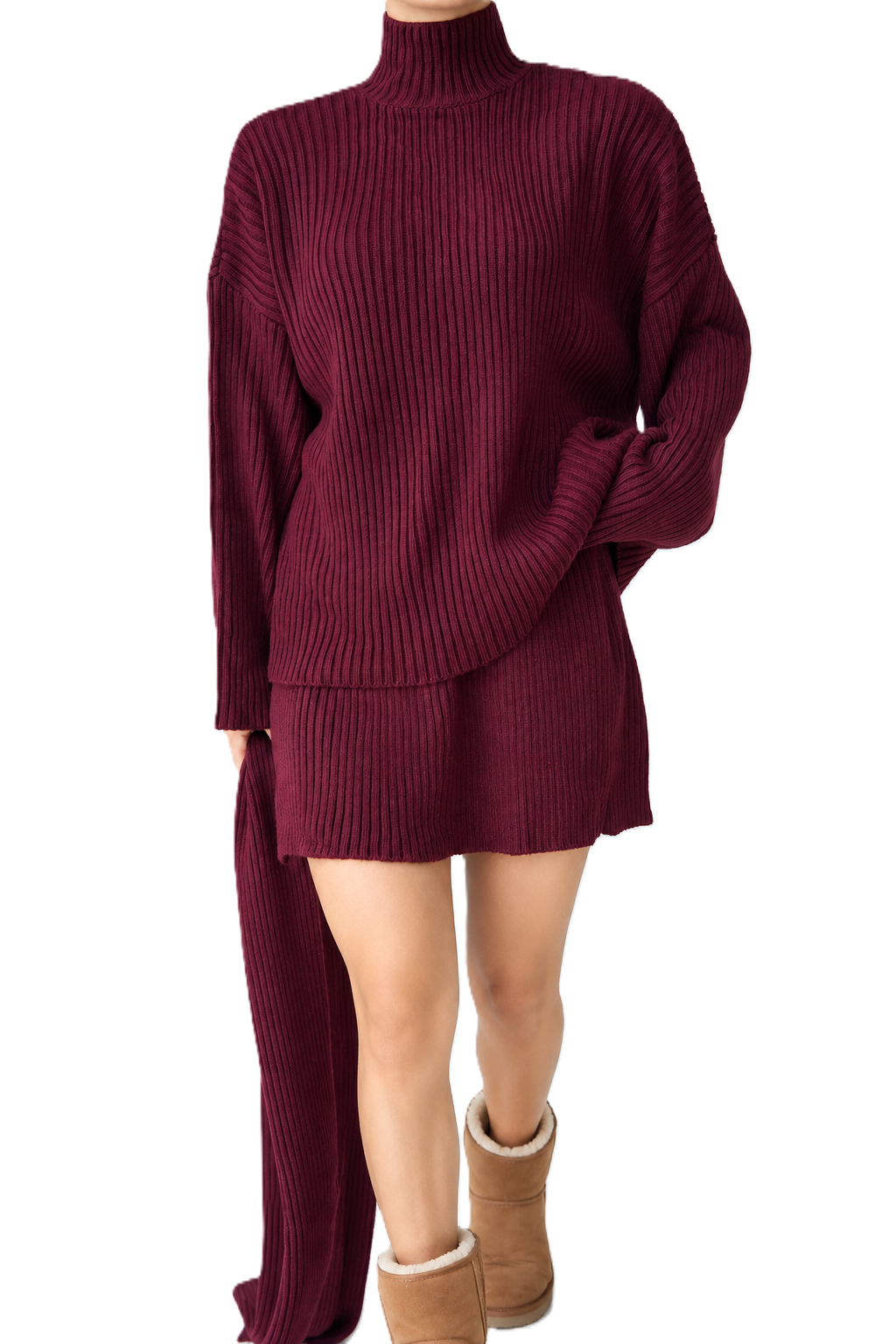 Burgundy 4-Piece Knit Set