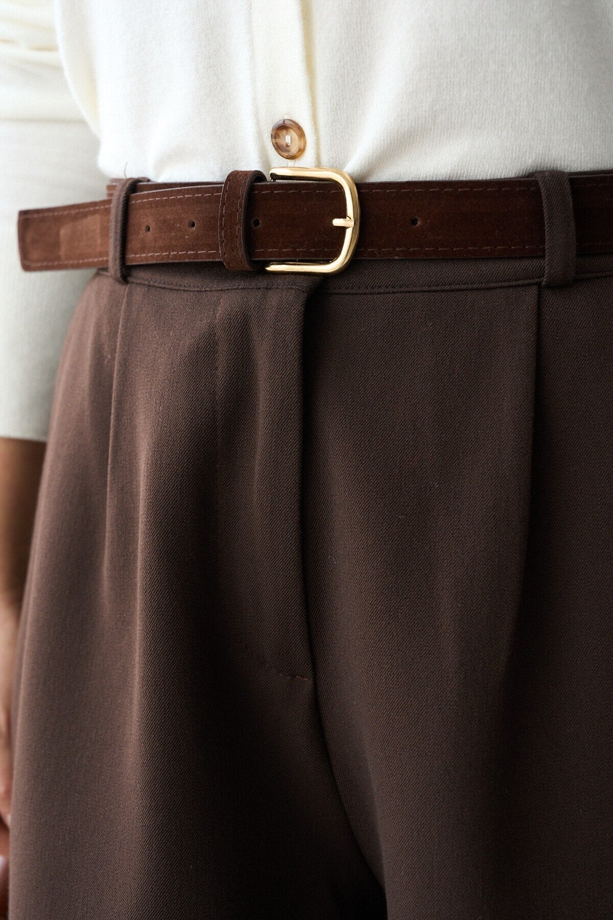 Belted Brown Shorts