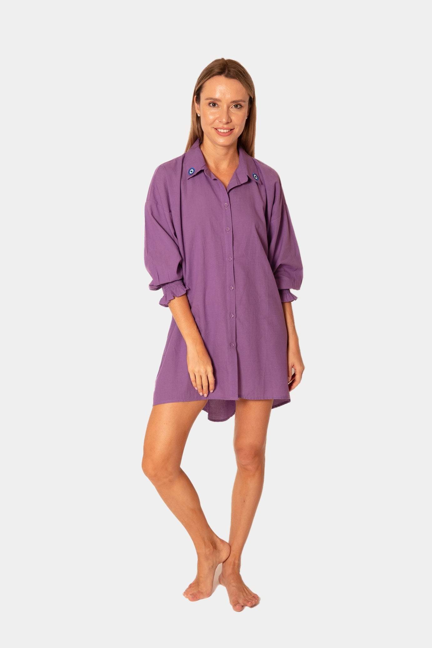 Purple Shirt Dress-desert port-dresses