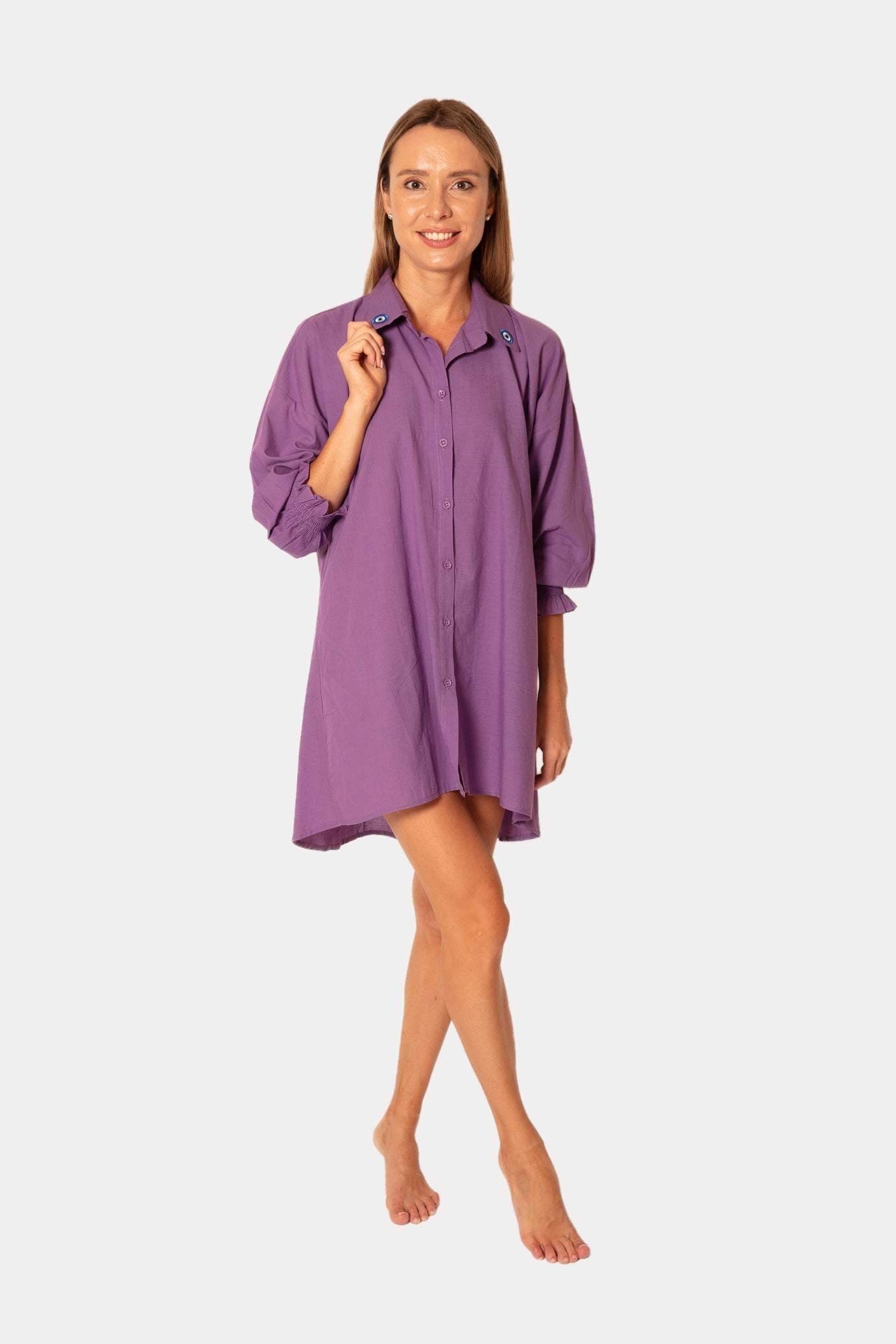 Purple Shirt Dress-desert port-dresses