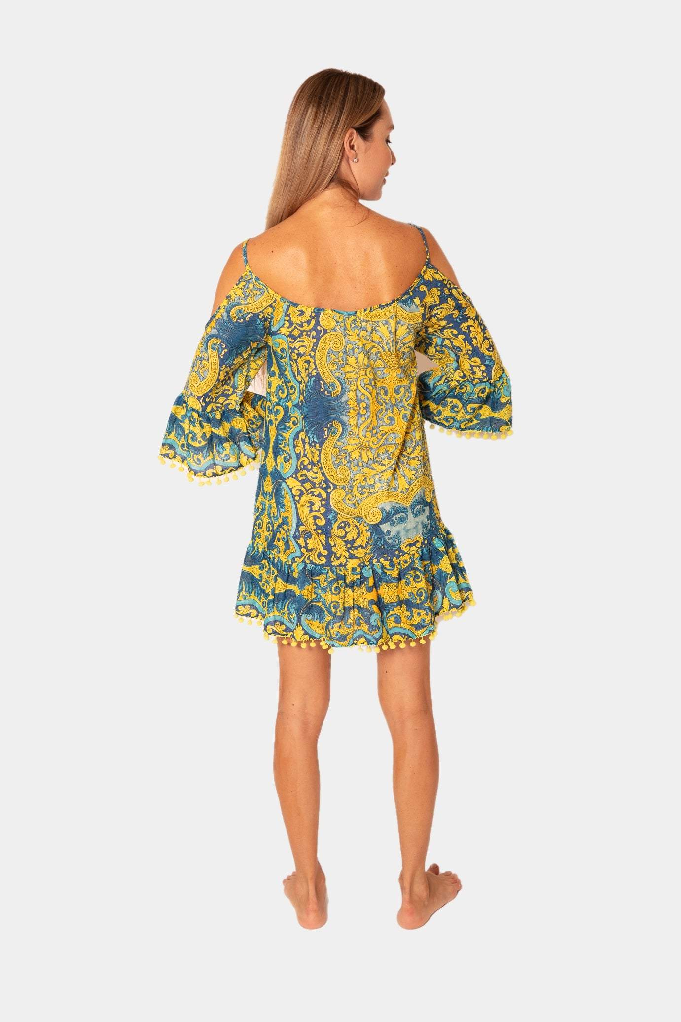 Patterned Pom Pom Dress desert port