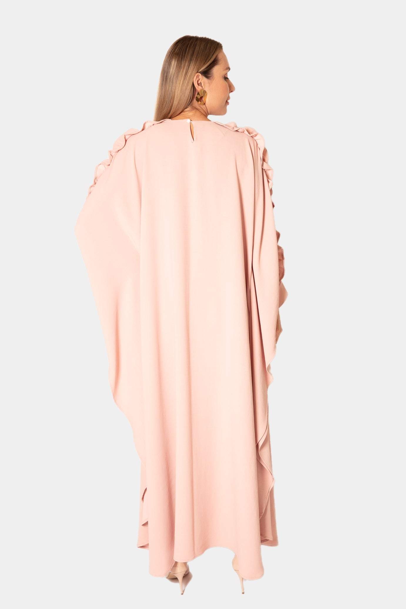 Kaftan Dress with Butterfly Embroidery Desert Port