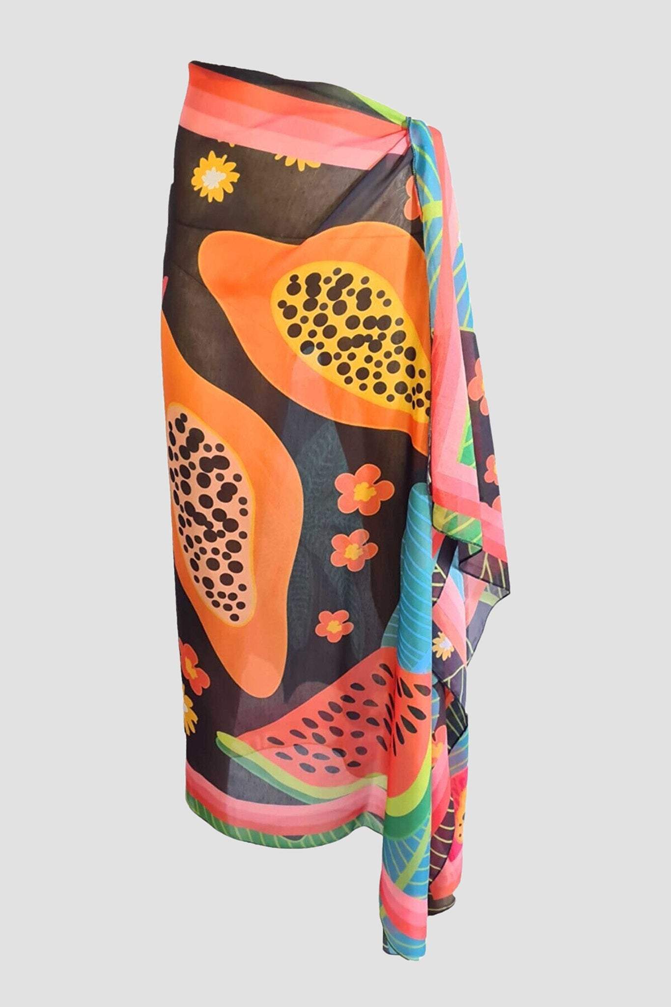 Orange Mango Patterned Cover-up Pareo-Desert Port-women swimming suit