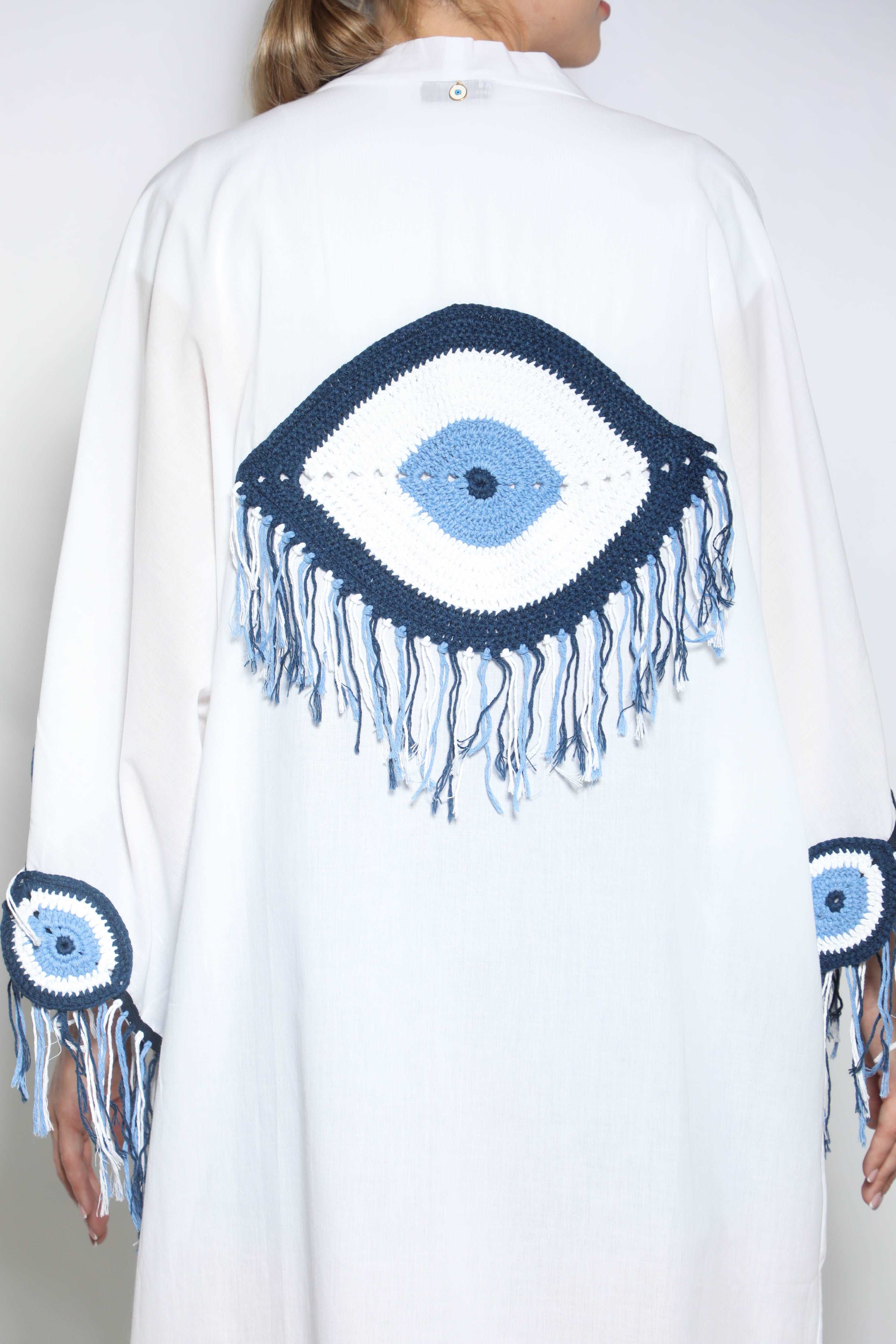 Fashioness Line Evil Eye Embroidery Modern Abaya Desert Port