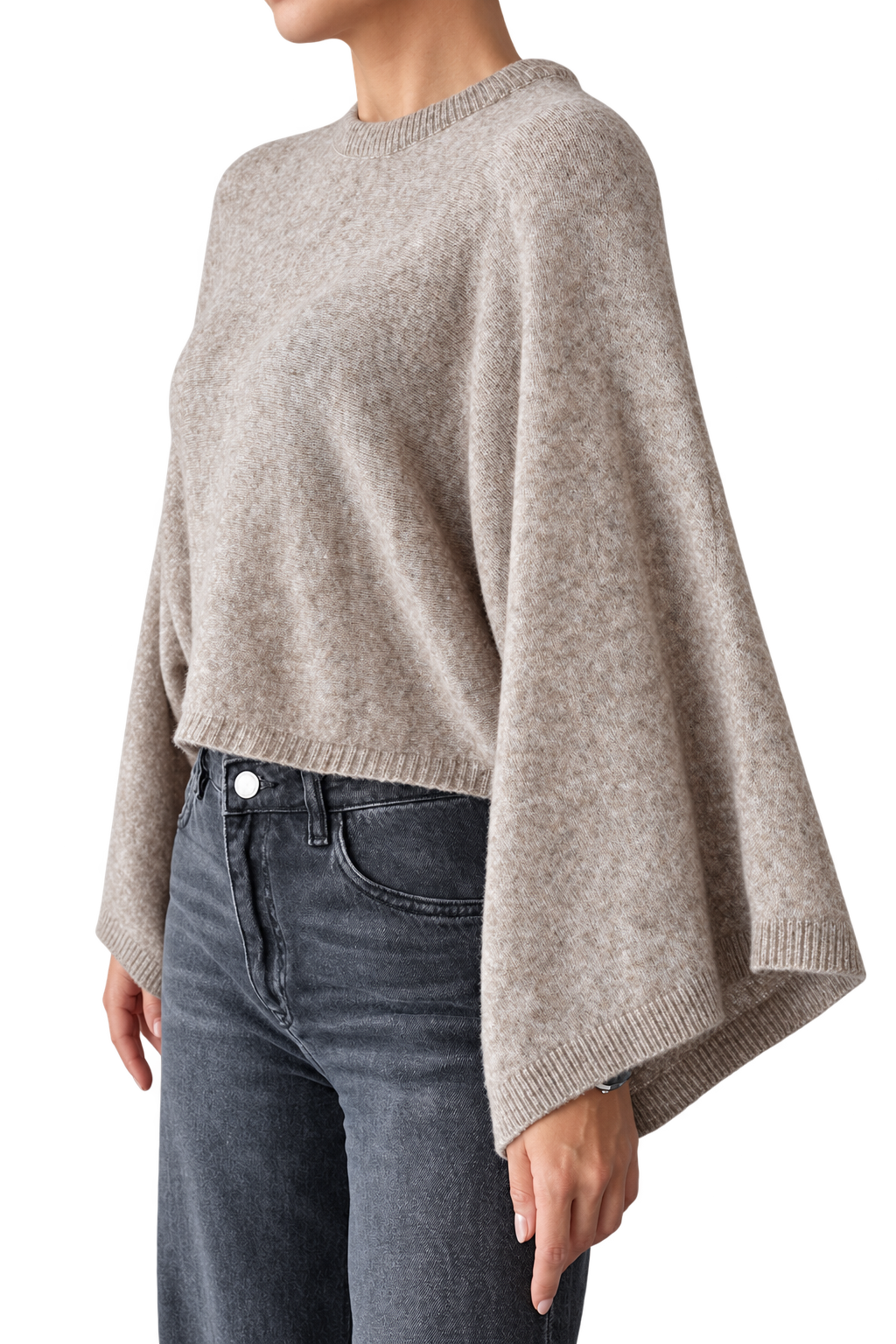 Beige Wide Sleeve Knit Top