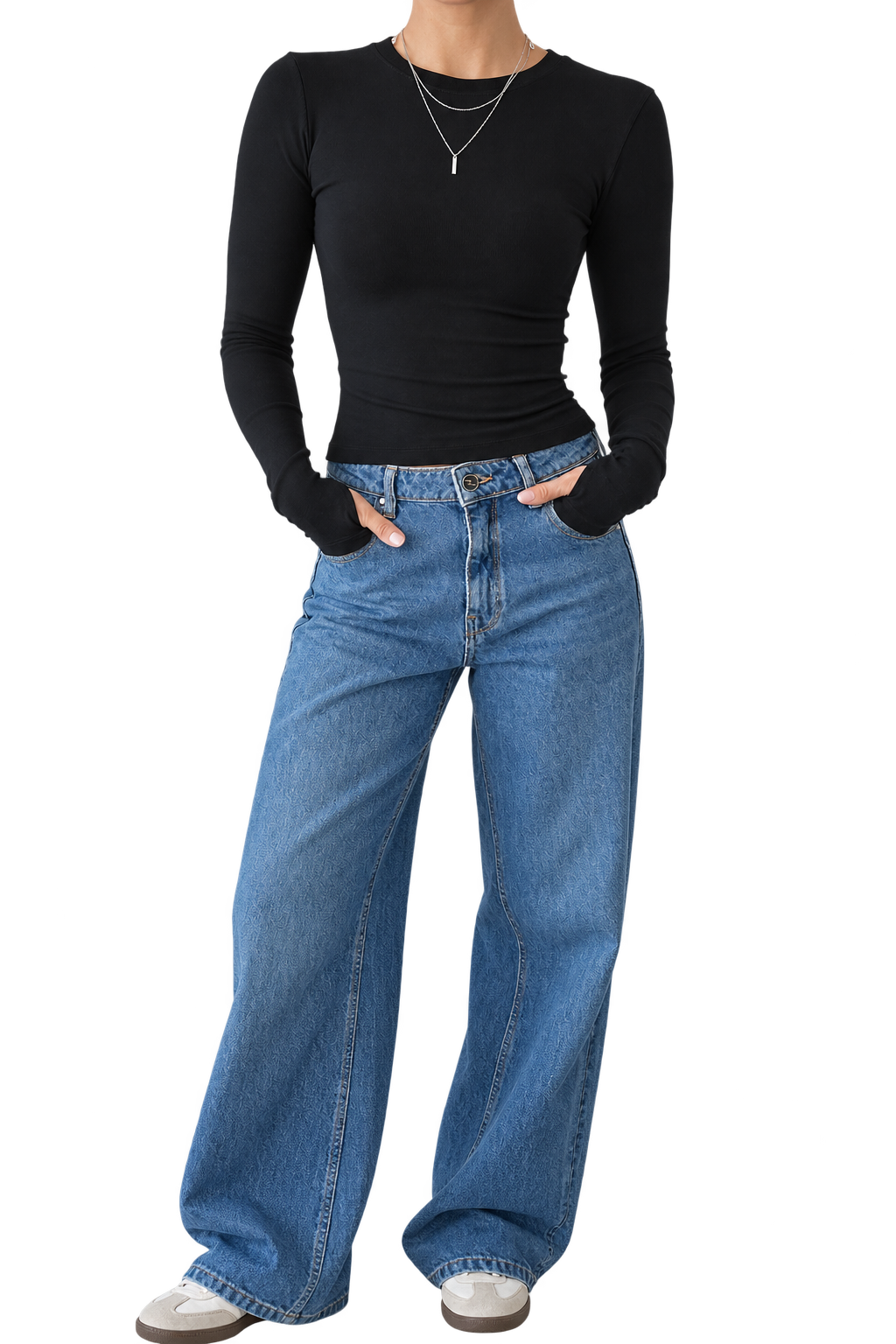 Black Fitted Long Sleeve Top