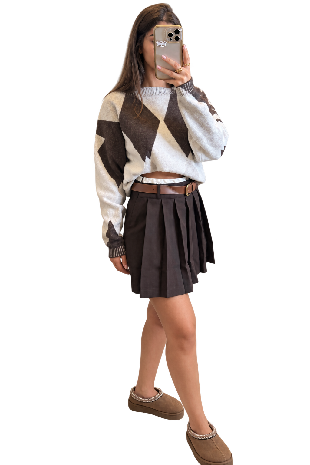Mocha Pleated Skirt