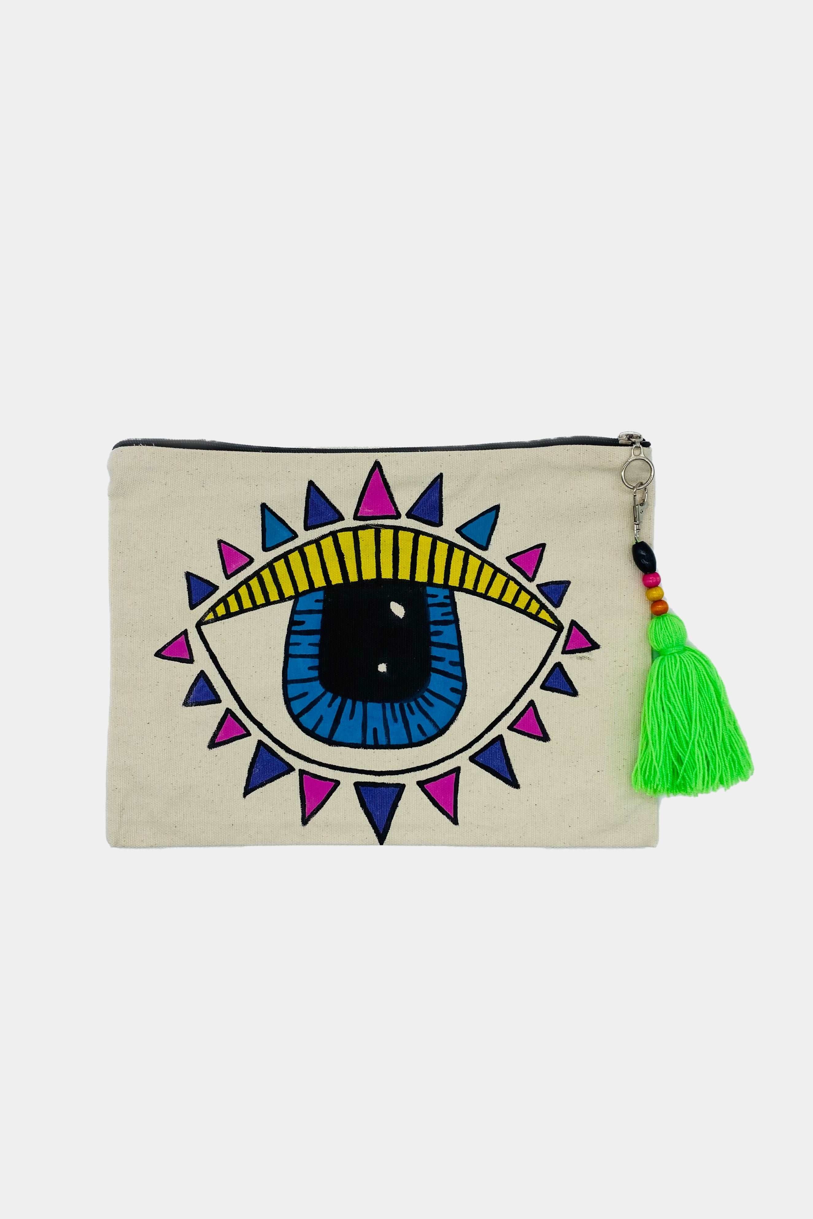 Colourful Evil Eye Hand Painted Clutch desert port