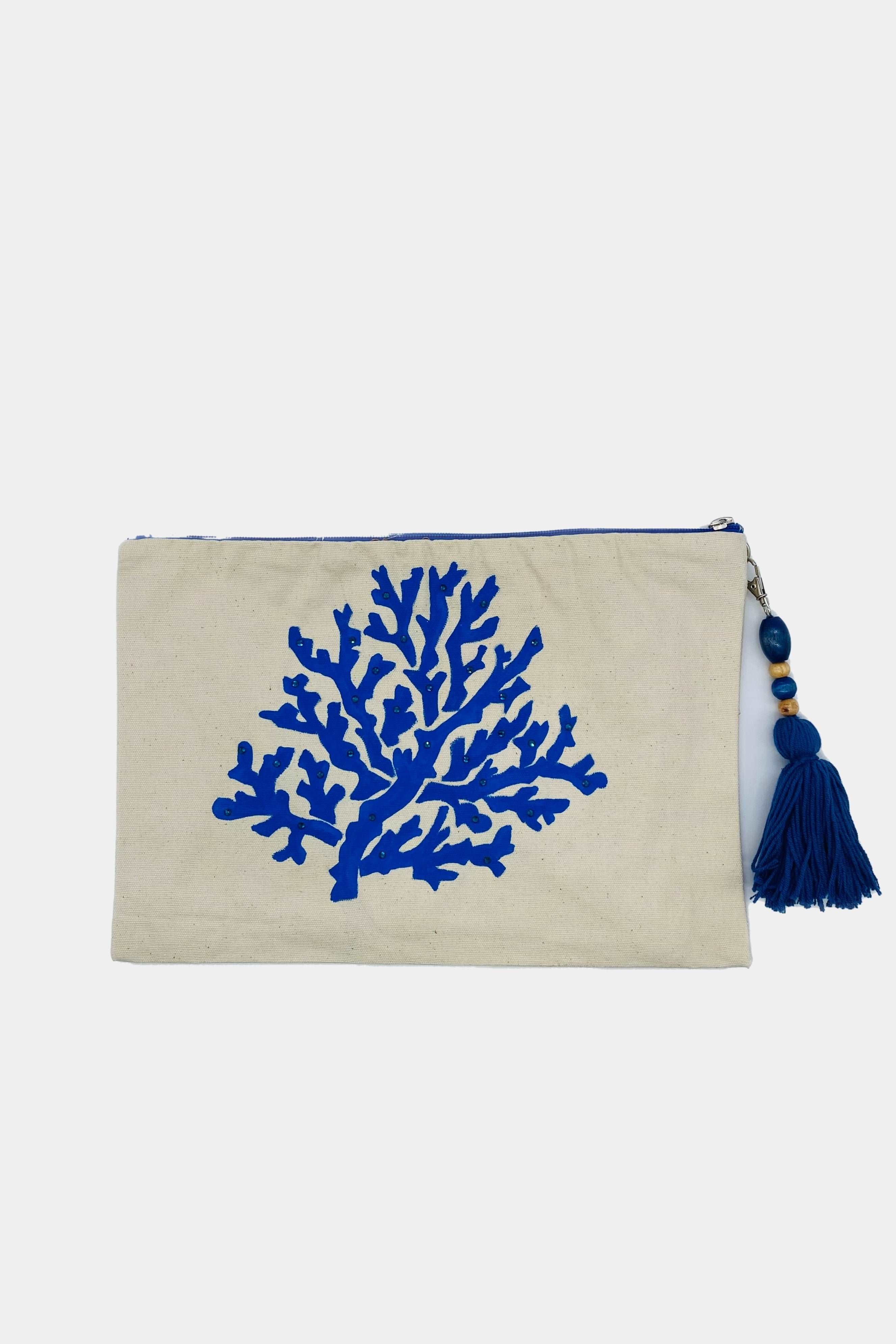 Coral Reef Hand Painted Clutch desert port.  حقيبة يد مرسومة بتصميم الشعاب المرجانية