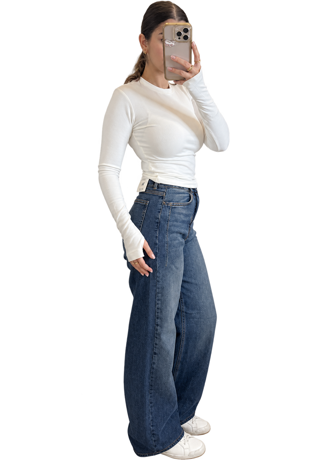 White Fitted Long Sleeve Top