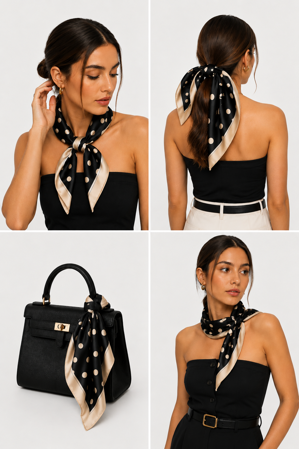 Polka Dot Satin Scarf