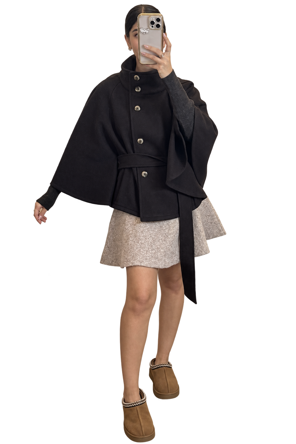 Brown Belted Cape Jacket