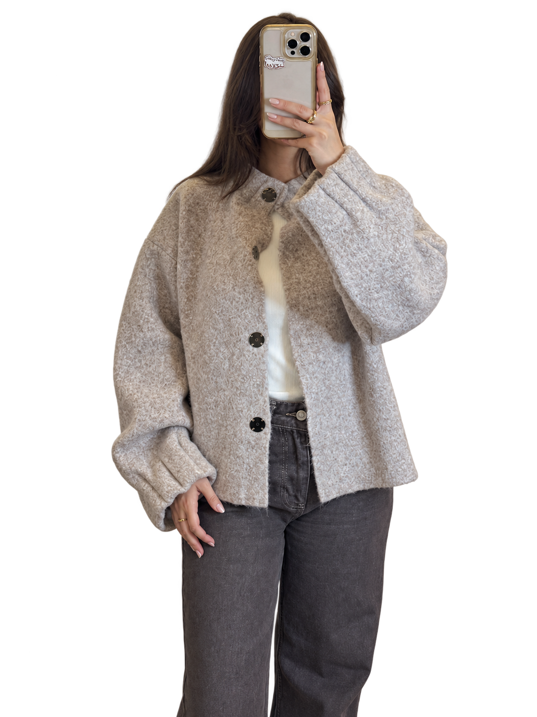 Beige Knit Texture Jacket