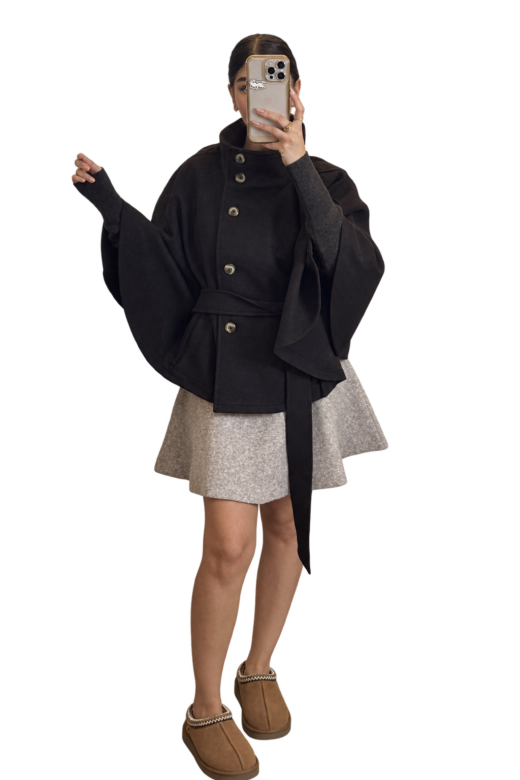 Brown Belted Cape Jacket