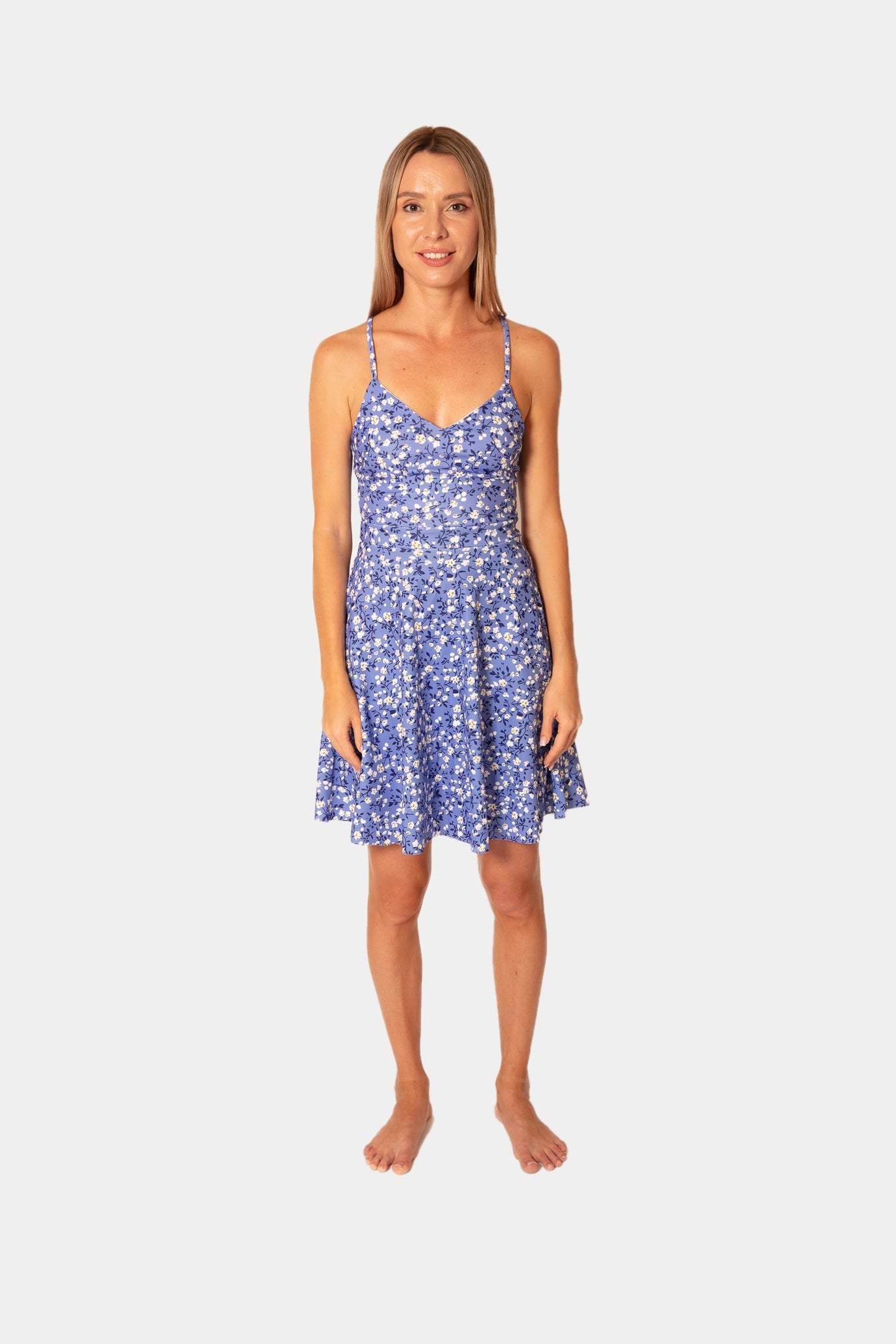 Floral Blue Dress desert port فساتين