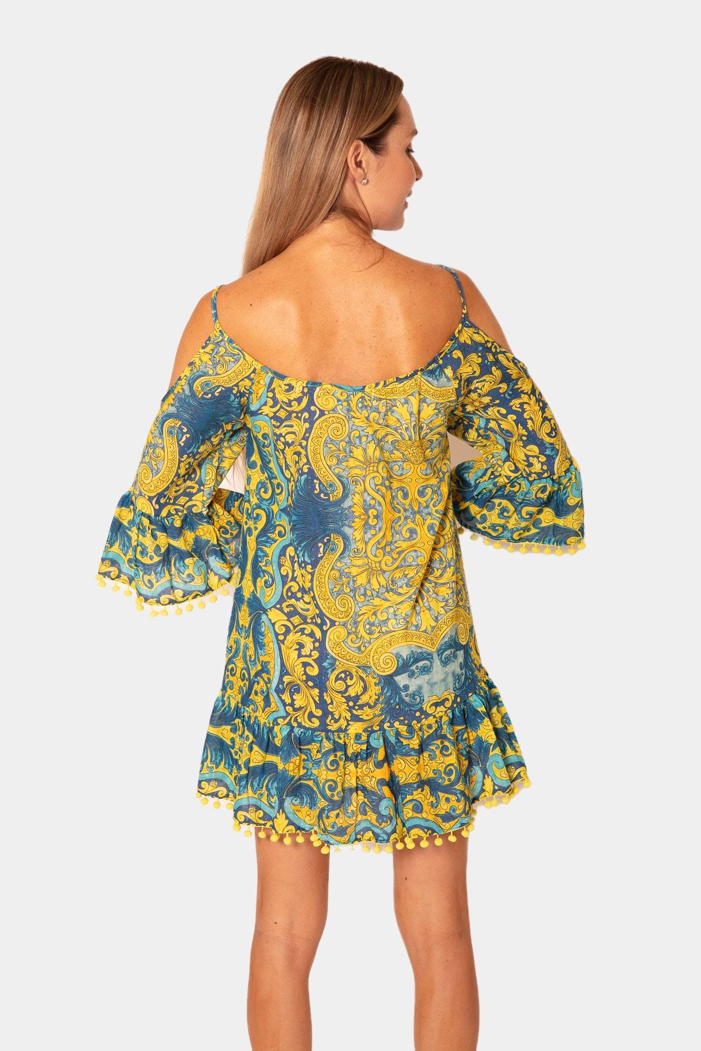 Patterned Pom Pom Dress desert port