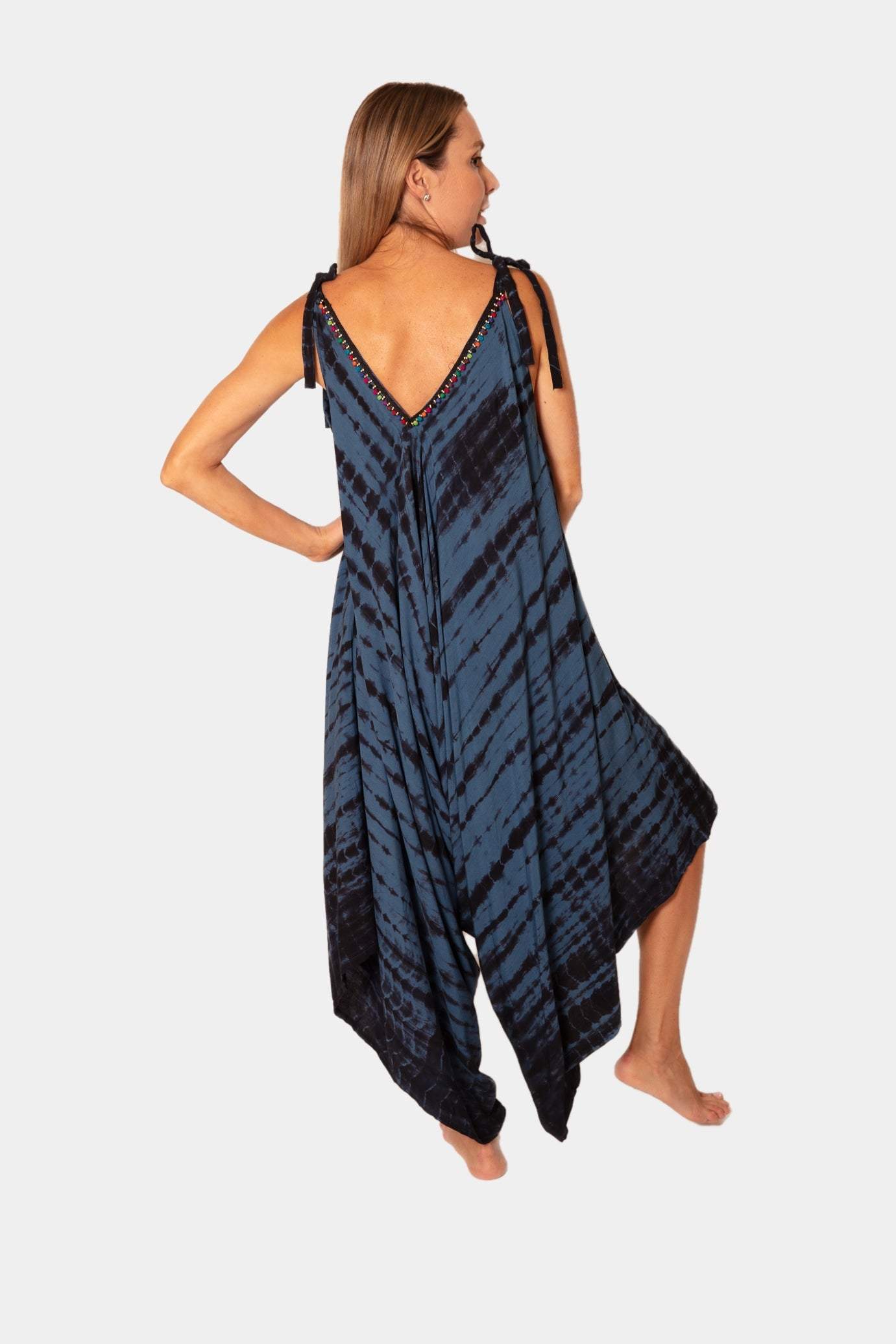 TIE-DYE PRINT DROP-CROTCH JUMPSUITS desert port