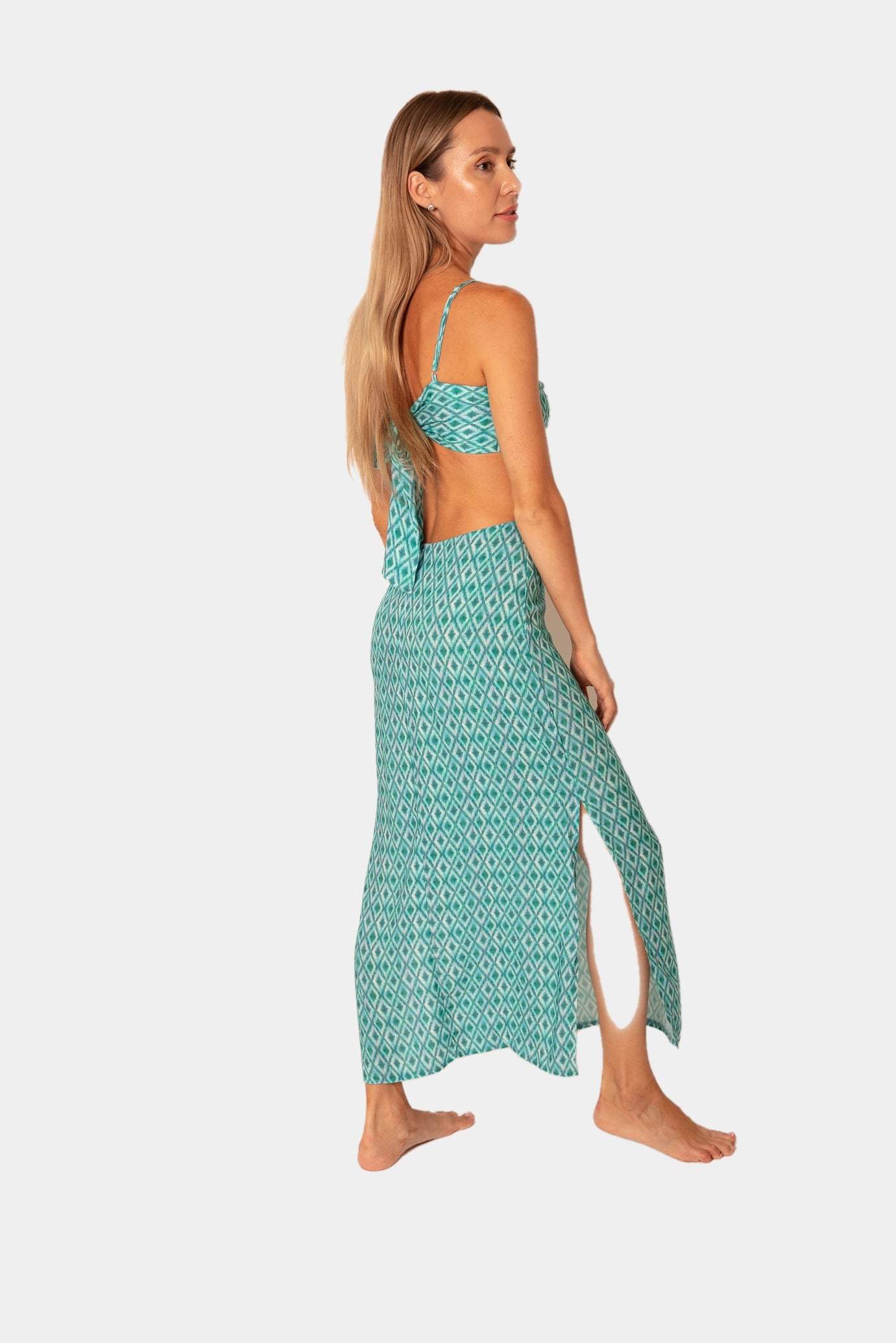 Geometric Patterned Cut Out Summer Dress desert port
