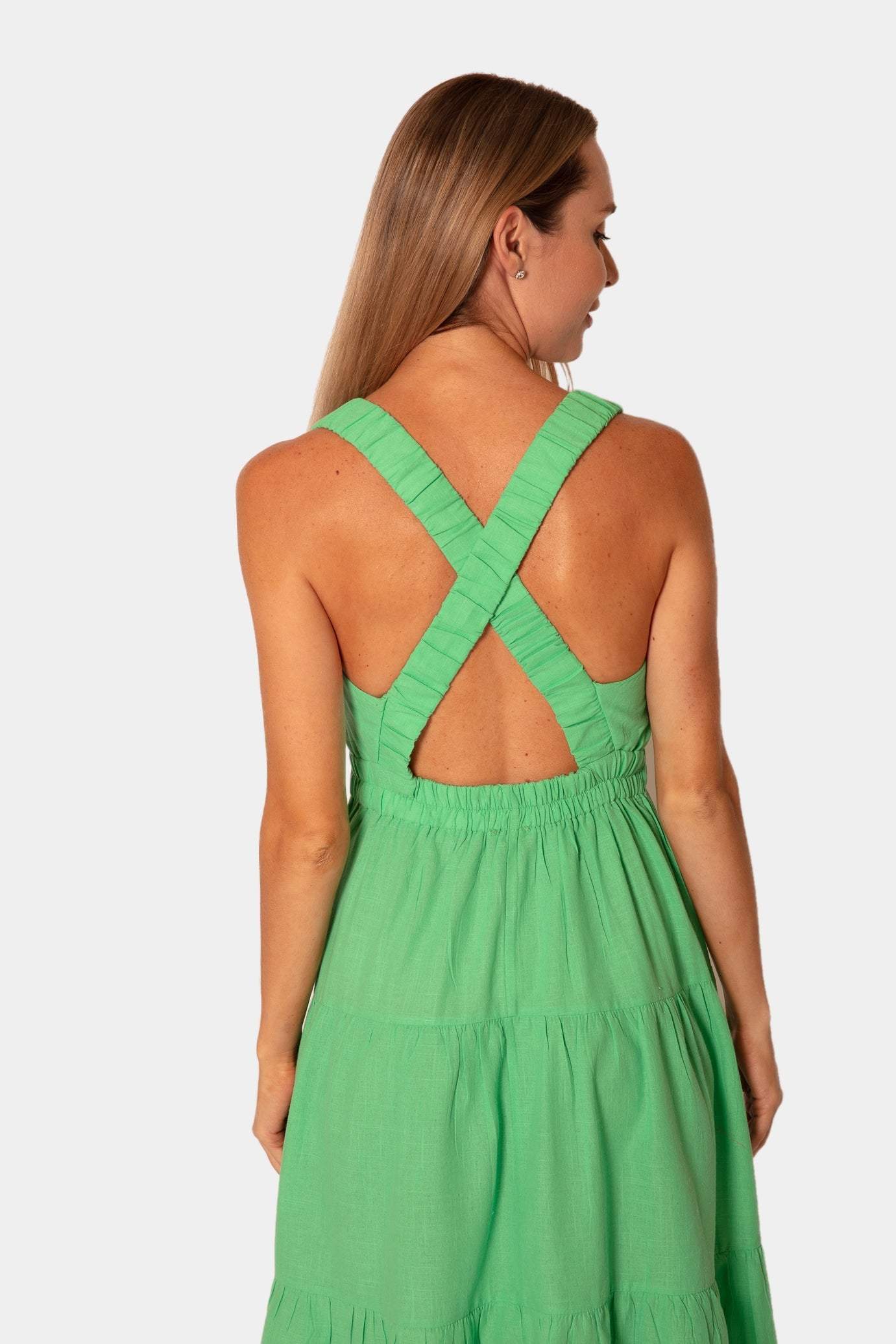 Green Backless Summer Dress desert port فساتين