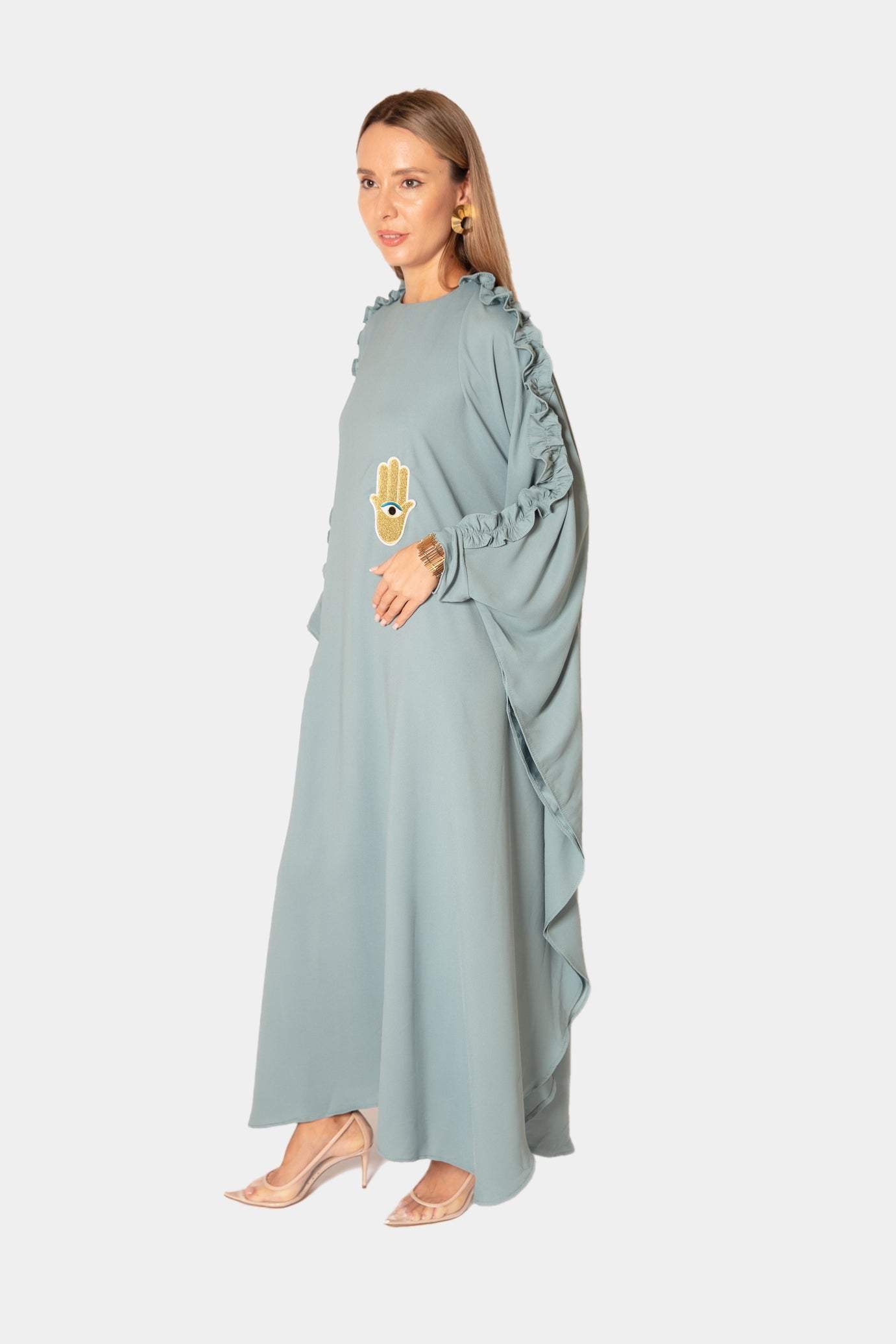 Kaftan Dress with Hand of Fatima Embroidery Desert Port تصاميم عبايات سعودية