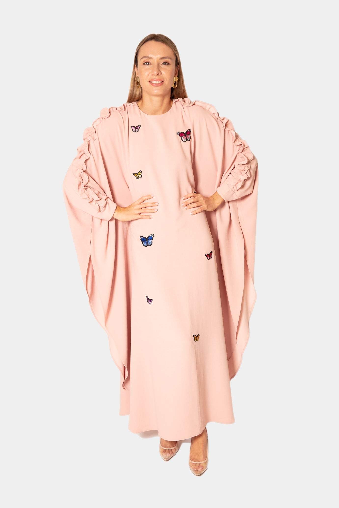 Kaftan Dress with Butterfly Embroidery Desert Port ملابس عربية