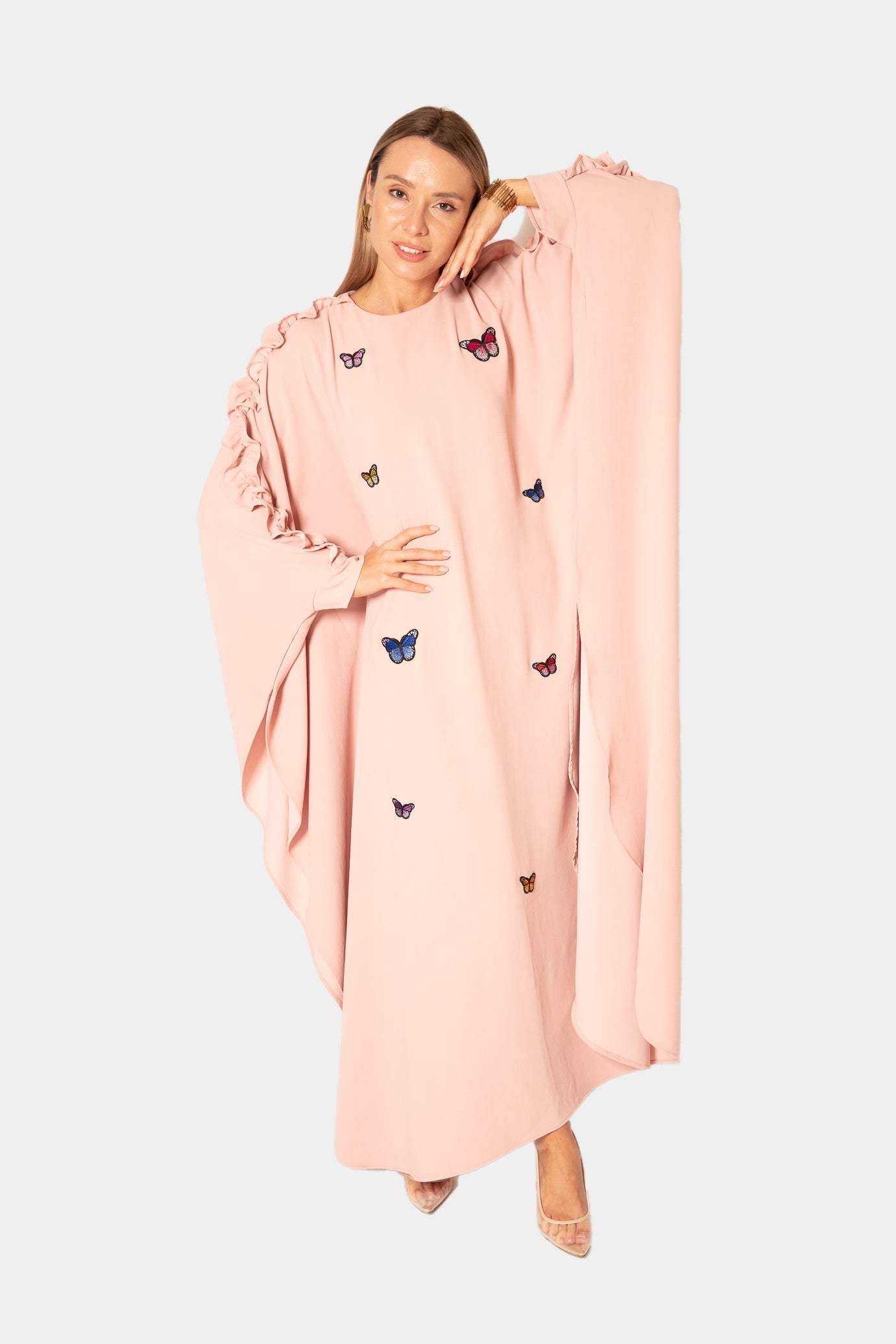 Kaftan Dress with Butterfly Embroidery Desert Port ملابس عربية