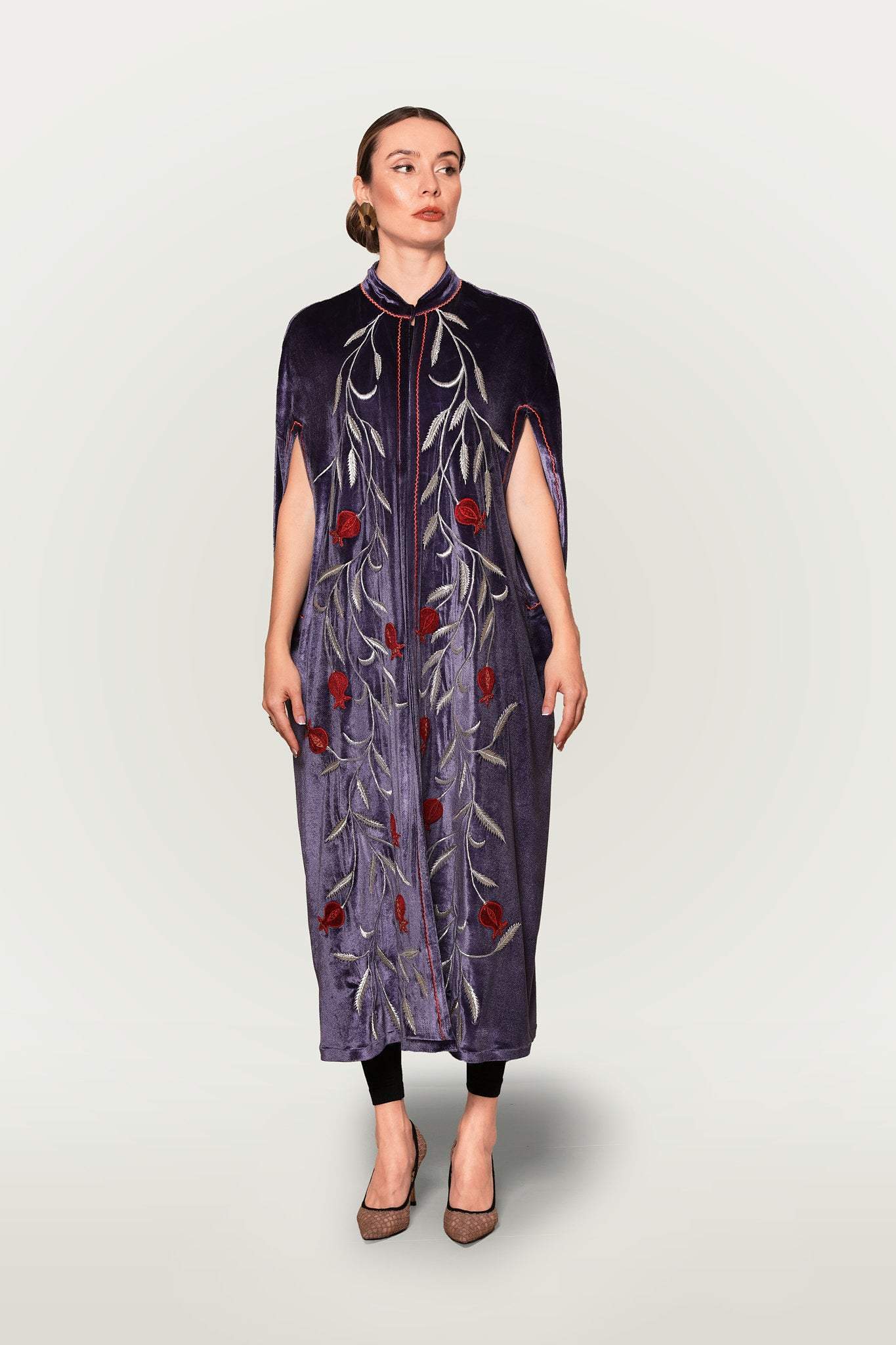 Fashioness Line Velvet Modern Abaya Set-Desert Port-Abaya أزياء نسائية تقليدية