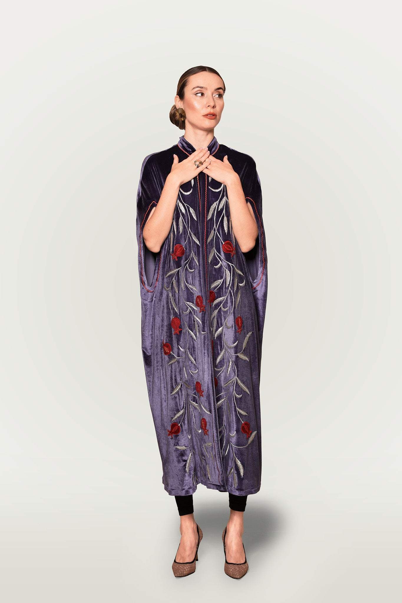 Fashioness Line Velvet Modern Abaya Set-Desert Port-Abaya