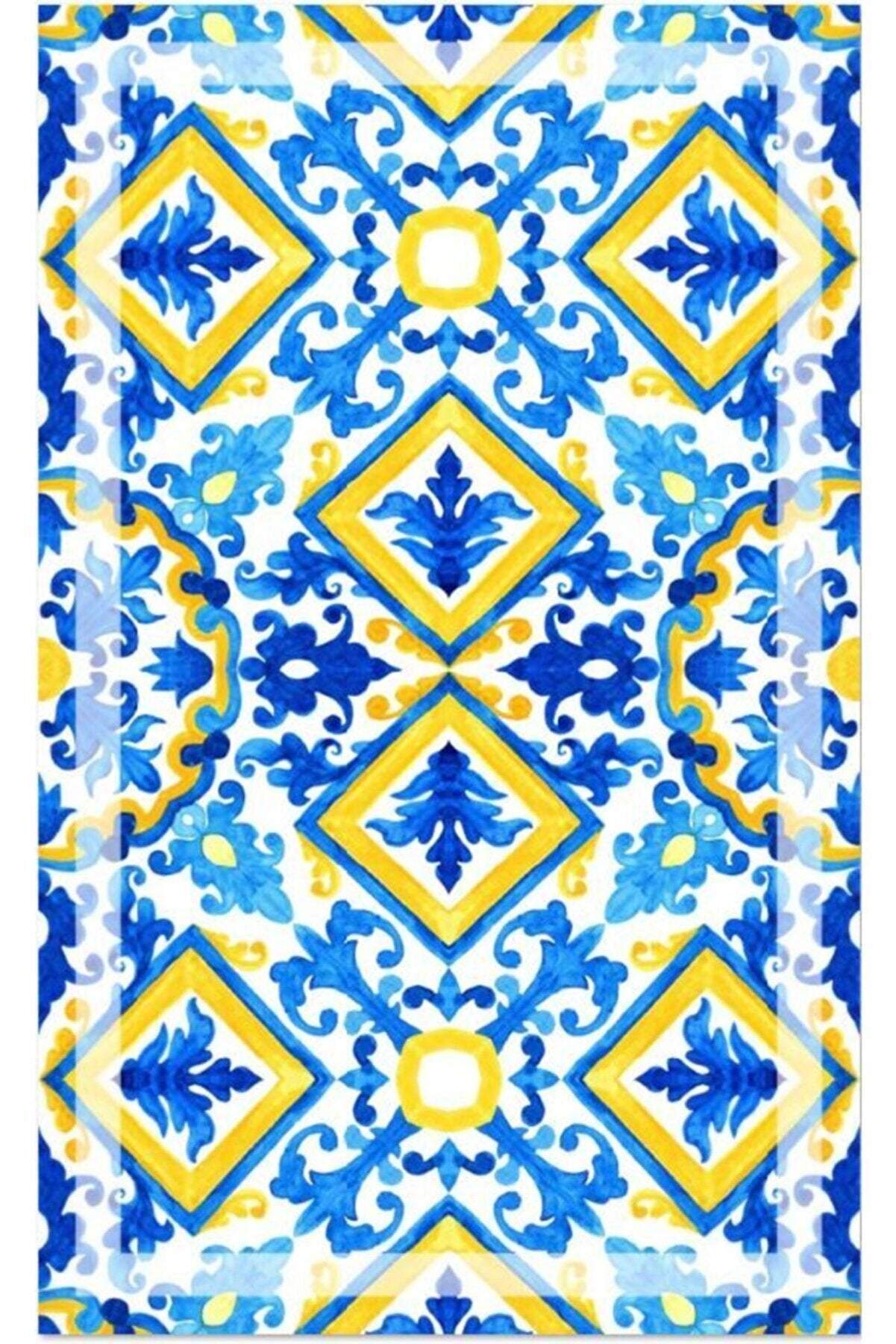 Yellow Blue Patterned Mesh Pareo-Desert Port-Women Swimming Suit مايوه نسائي