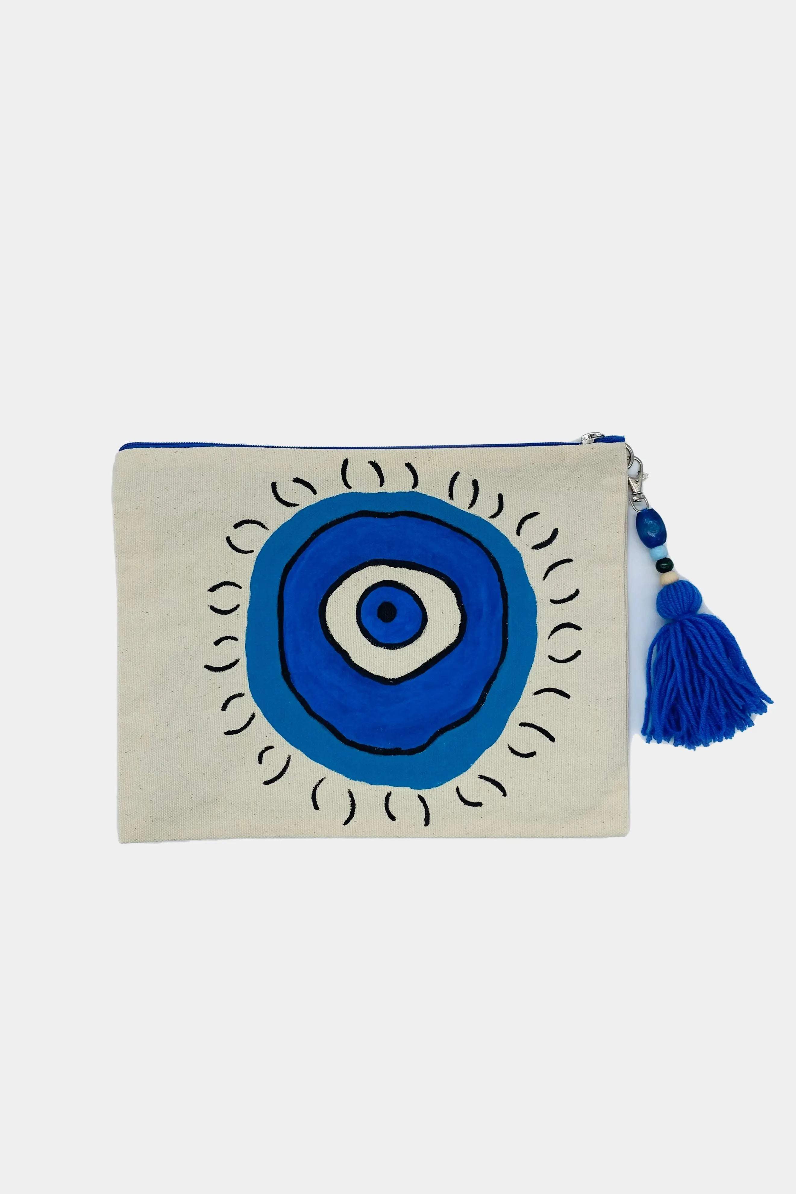 Round Design Evil Eye Hand Painted Clutch